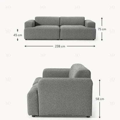MELVANA 2 Places Large – Gris Foncé | Maroc Design-canapé, fauteil, Pouf, Meridienne-Maroc Design-Maroc Design
