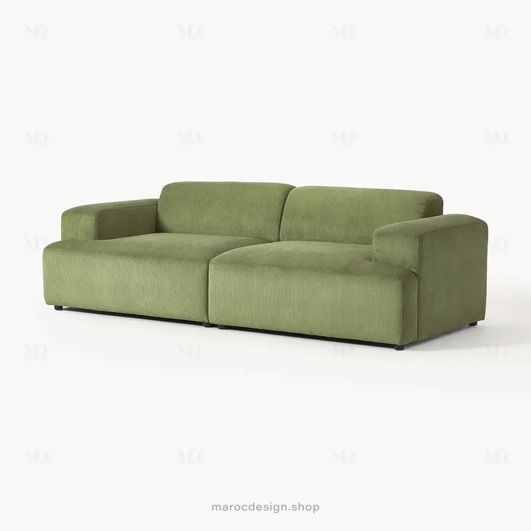 MELVANA 2 Places Large / Vert Olive modulable et confortable | Maroc Design-canapé, fauteil, Pouf, Meridienne-Maroc Design-Maroc Design