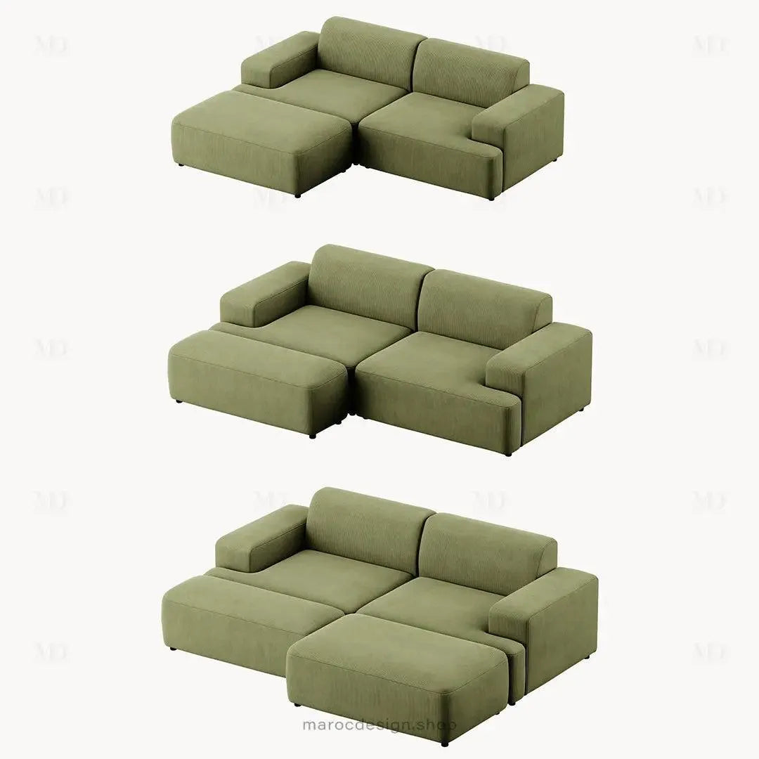 MELVANA 2 Places Large / Vert Olive modulable et confortable | Maroc Design-canapé, fauteil, Pouf, Meridienne-Maroc Design-Maroc Design