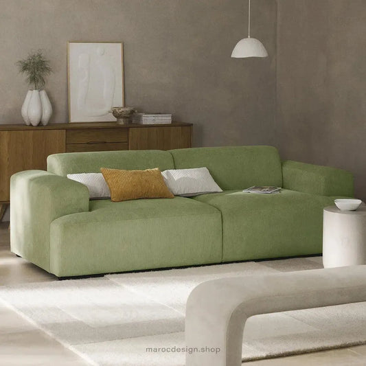 MELVANA 2 Places Large / Vert Olive modulable et confortable | Maroc Design-canapé, fauteil, Pouf, Meridienne-Maroc Design-Maroc Design