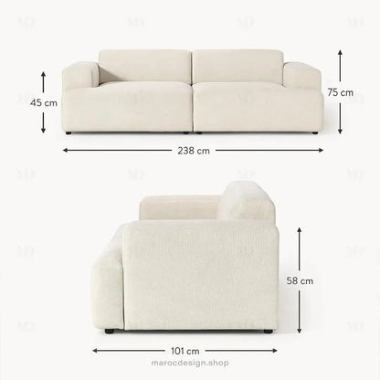 MELVANA 2 places Large / Blanc Cassé | Maroc Design-canapé, fauteil, Pouf, Meridienne-Maroc Design-Maroc Design
