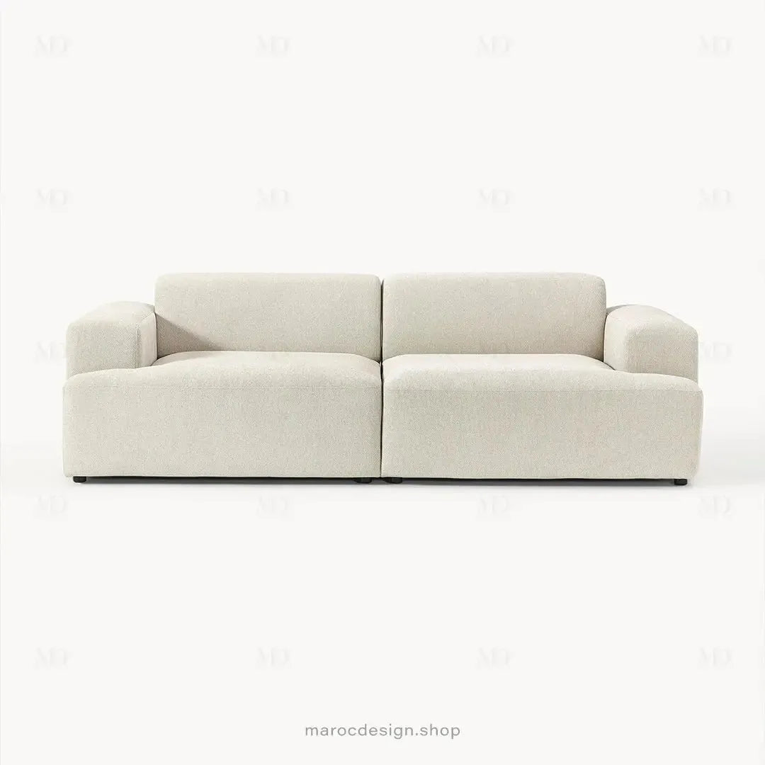 MELVANA Canapé 2 Places Beige Naturel – Confort Épuré & Design Apaisant | Maroc Design-canapé, fauteil, Pouf, Meridienne-Maroc Design-Maroc Design