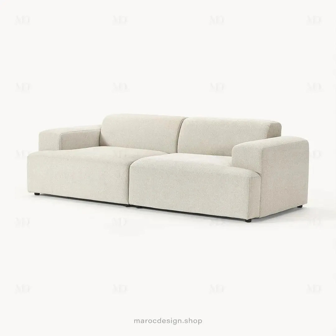 MELVANA Canapé 2 Places Beige Naturel – Confort Épuré & Design Apaisant | Maroc Design-canapé, fauteil, Pouf, Meridienne-Maroc Design-Maroc Design
