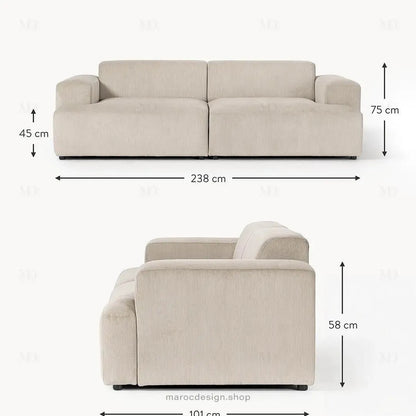 MELVANA Canapé 2 Places Large Beige – Élégance Moderne & Confort Raffiné | Maroc Design-canapé, fauteil, Pouf, Meridienne-Maroc Design-Maroc Design