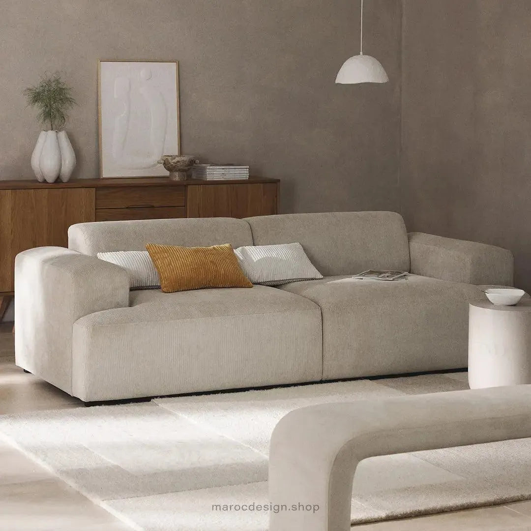 MELVANA Canapé 2 Places Large Beige – Élégance Moderne & Confort Raffiné | Maroc Design-canapé, fauteil, Pouf, Meridienne-Maroc Design-Maroc Design