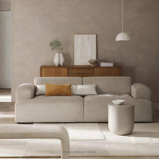 MELVANA Canapé 2 Places Large Beige – Élégance Moderne & Confort Raffiné | Maroc Design-canapé, fauteil, Pouf, Meridienne-Maroc Design-Maroc Design