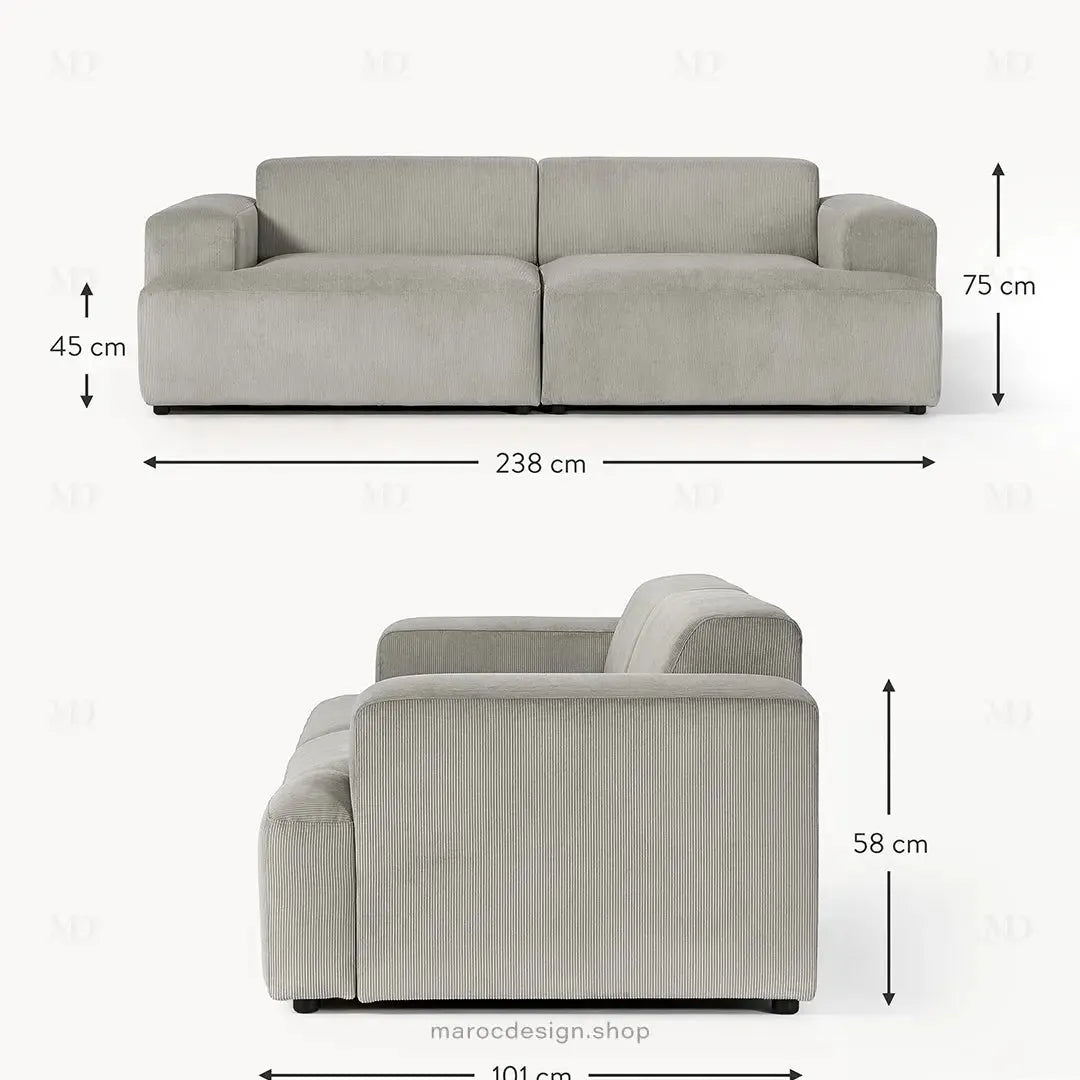 MELVANA Canapé 2 Places Large Gris – Design Moderne et Confort Haut de Gamme | Maroc Design-canapé, fauteil, Pouf, Meridienne-Maroc Design-Maroc Design