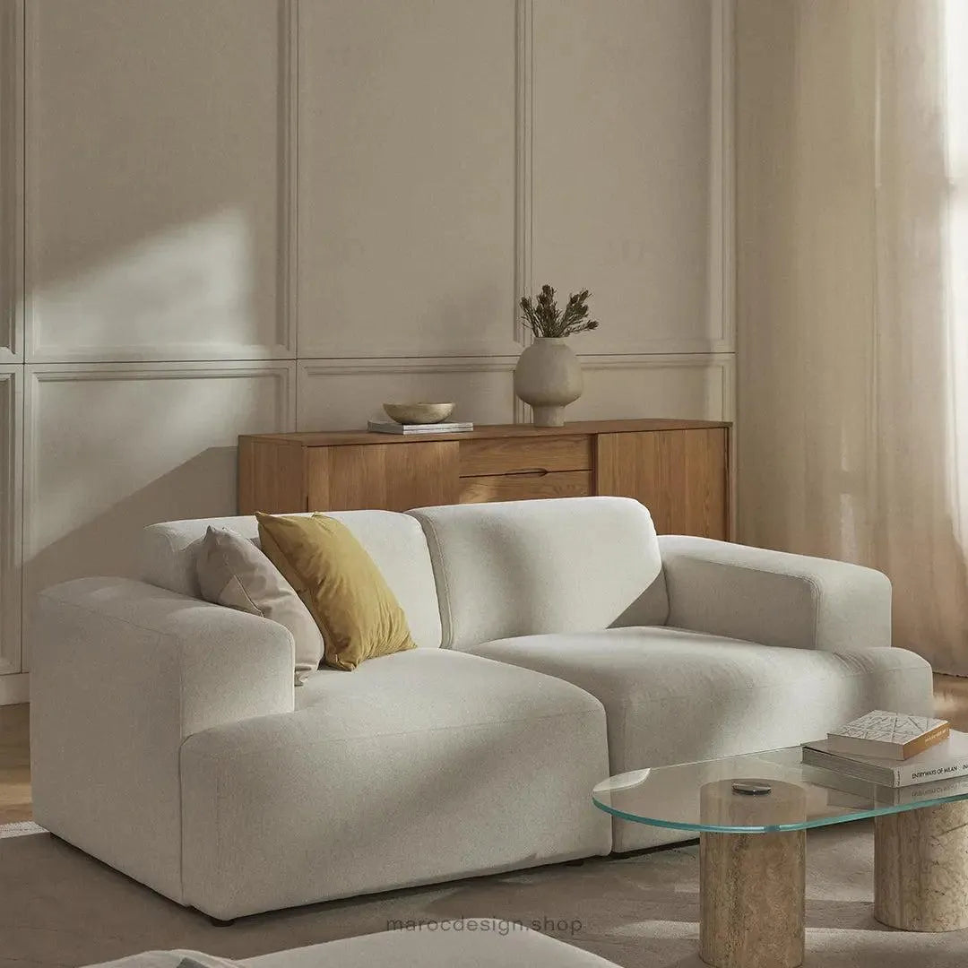 MELVANA – Canapé 2 Places (S) Blanc Cassé-canapé, fauteil, Pouf, Meridienne-Maroc Design-Maroc Design