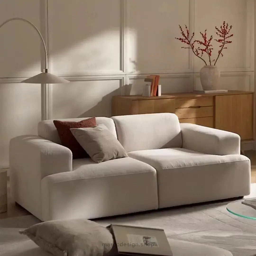 LAIA - Canapé 3/4 places d'angle droit couleur blanc cassé 275cm LAIA - Canapé 3/4 places d'angle droit couleur blanc cassé 275cm