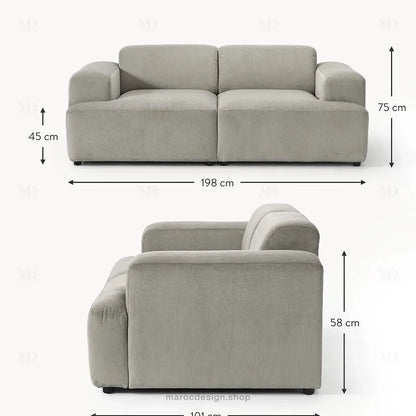 MELVANA – Canapé 2 Places (S) Gris Clair-canapé, fauteil, Pouf, Meridienne-Maroc Design-Maroc Design