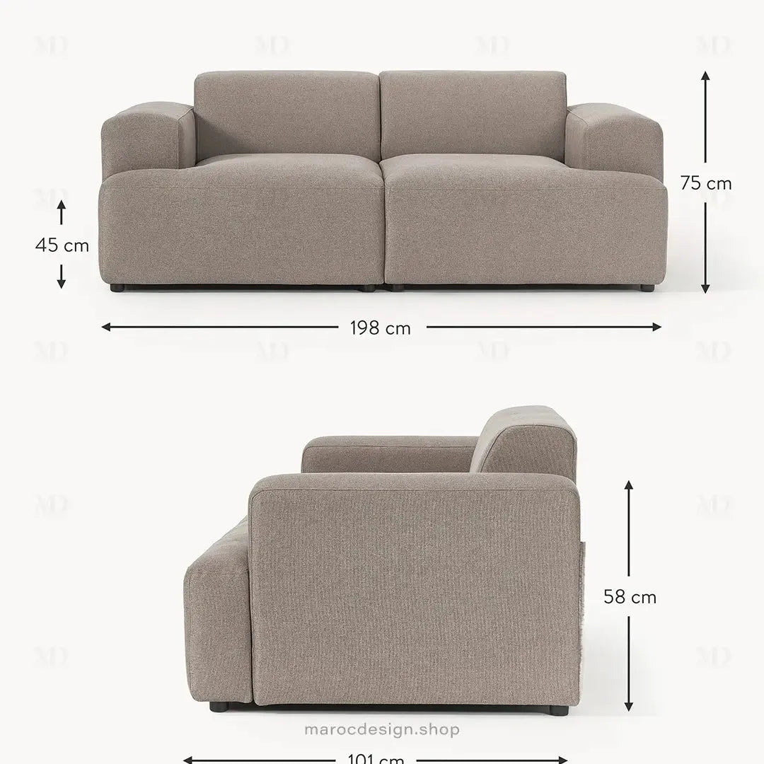 MELVANA – Canapé 2 Places (S) Taupe-canapé, fauteil, Pouf, Meridienne-Maroc Design-Maroc Design
