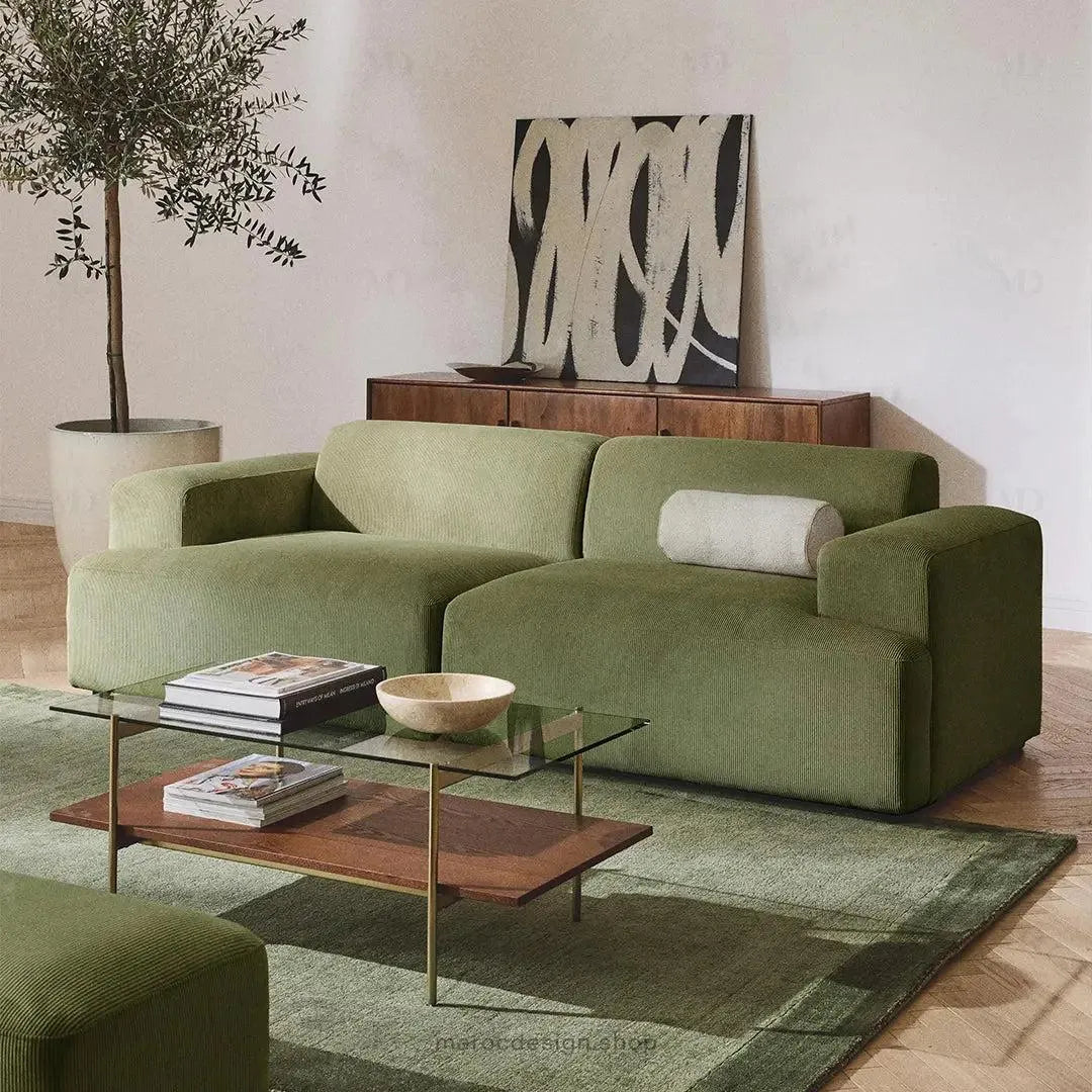 MELVANA – Canapé 2 Places (S) Vert Olive-canapé, fauteil, Pouf, Meridienne-Maroc Design-Maroc Design