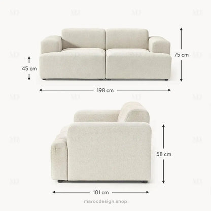 MELVANA – Canapé (S) 2 Places Beige-canapé, fauteil, Pouf, Meridienne-Maroc Design-Maroc Design
