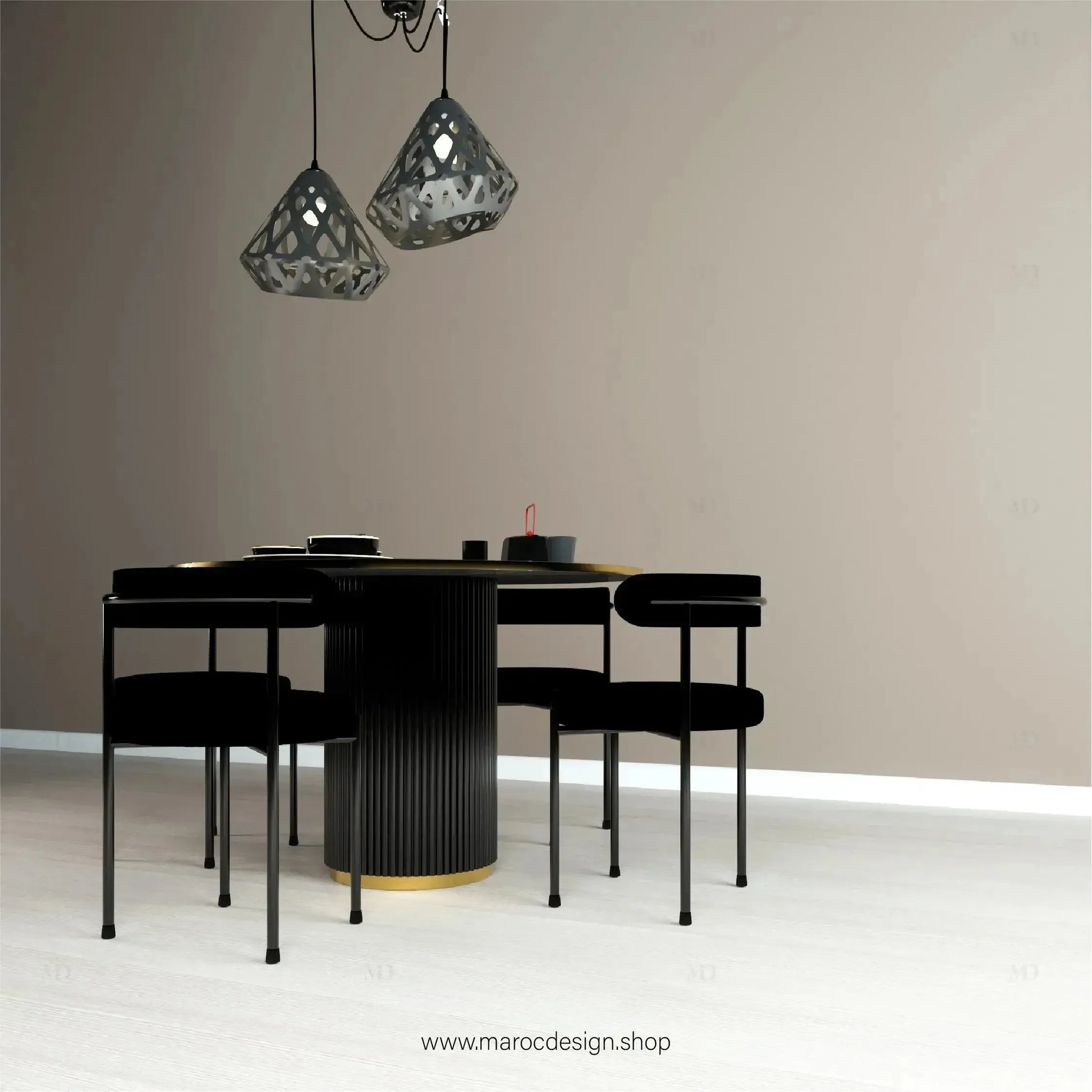 MYSTIQUE / Table à Manger / Noir et Doré Collection Pilar / Élégance et Luxe-Table à Manger-Maroc Design-80cm-Maroc Design