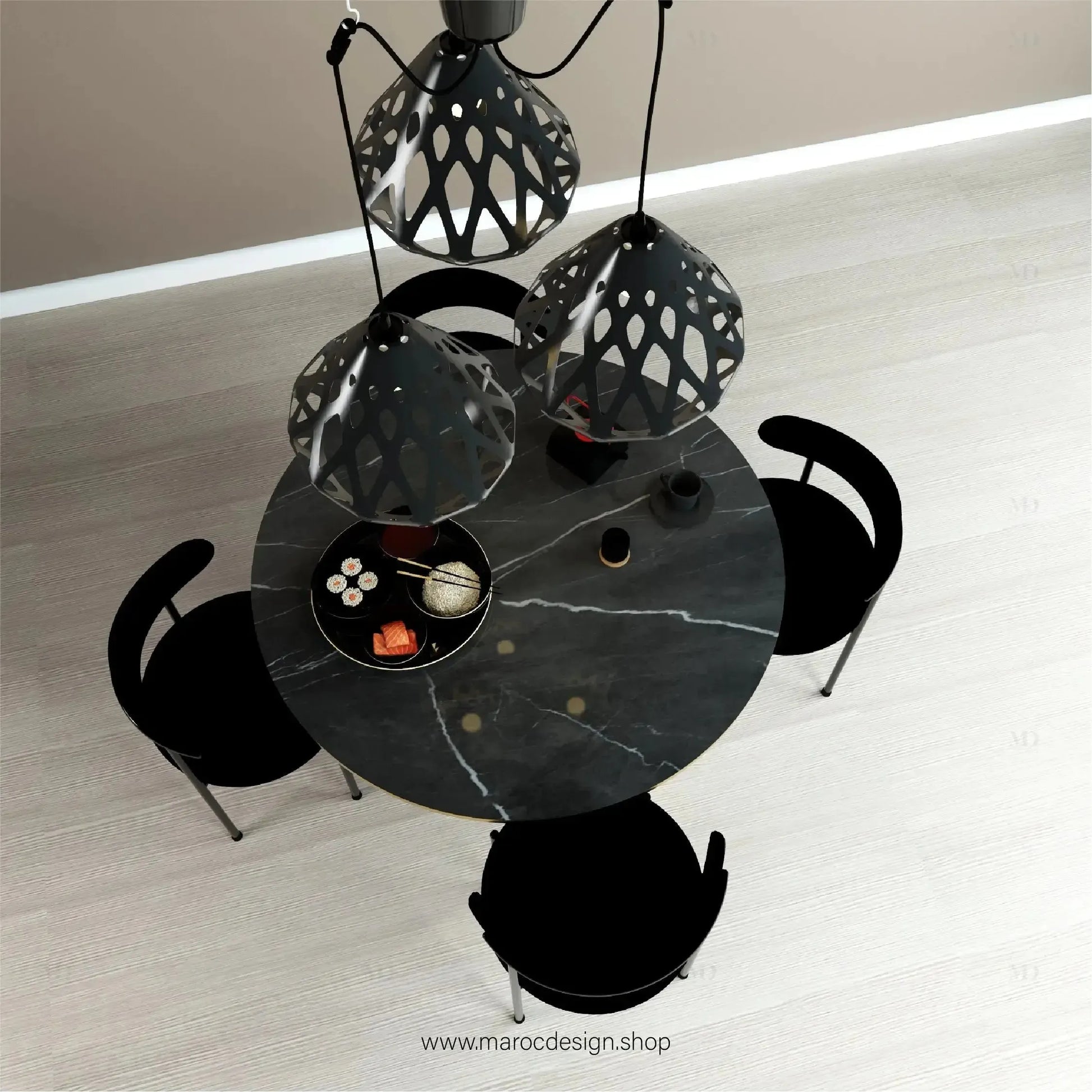 MYSTIQUE / Table à Manger / Noir et Doré Collection Pilar / Élégance et Luxe-Table à Manger-Maroc Design-80cm-Maroc Design