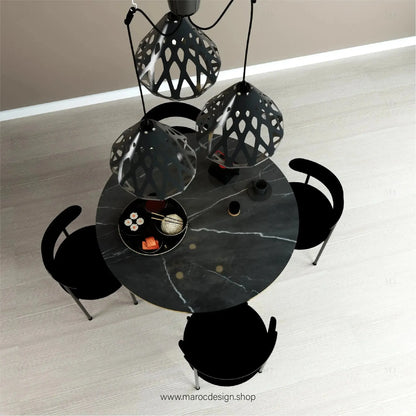 MYSTIQUE / Table à Manger / Noir et Doré Collection Pilar / Élégance et Luxe-Table à Manger-Maroc Design-80cm-Maroc Design