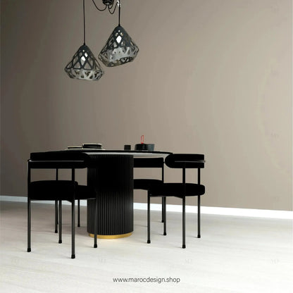 MYSTIQUE / Table à Manger / Noir et Doré Collection Pilar / Élégance et Luxe-Table à Manger-Maroc Design-80cm-Maroc Design