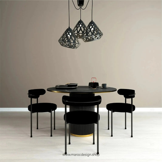 MYSTIQUE / Table à Manger / Noir et Doré Collection Pilar / Élégance et Luxe-Table à Manger-Maroc Design-80cm-Maroc Design