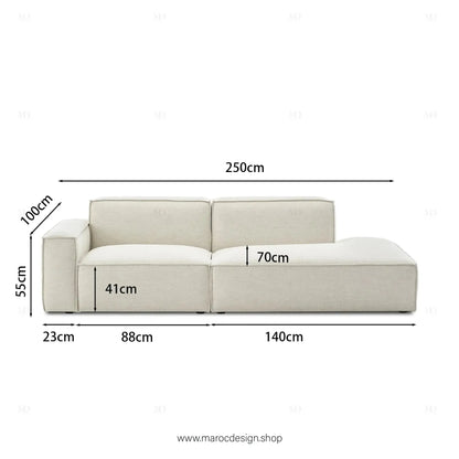 Méridienne 2 Places Gauche / BOXTER, Canapé / Salon / Séjour / Espace de Réception-canapé, fauteil, Pouf, Meridienne-Maroc Design-Beige-Maroc Design