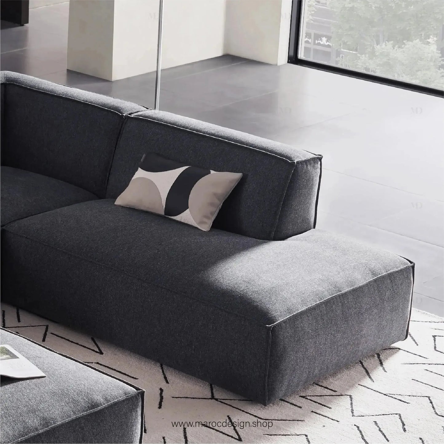 Méridienne 2 Places Gauche / BOXTER, Canapé / Salon / Séjour / Espace de Réception-canapé, fauteil, Pouf, Meridienne-Maroc Design-Beige-Maroc Design