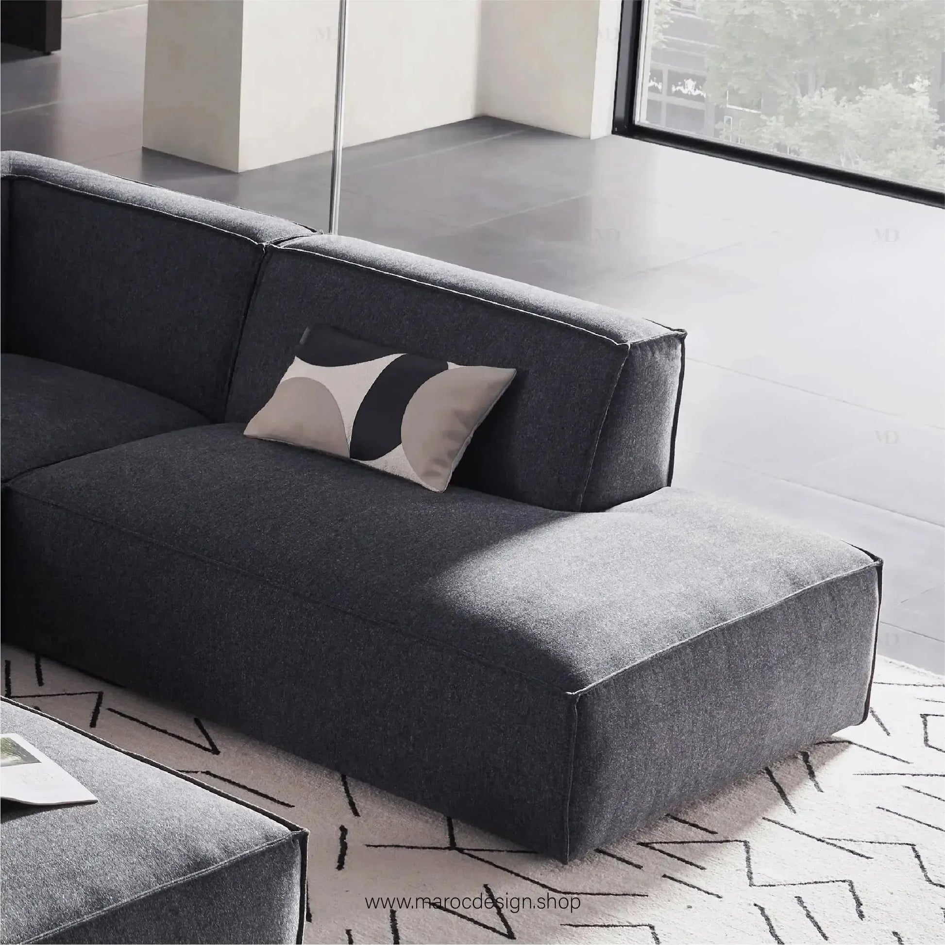 Méridienne 2 Places Gauche / BOXTER, Canapé / Salon / Séjour / Espace de Réception-canapé, fauteil, Pouf, Meridienne-Maroc Design-Beige-Maroc Design
