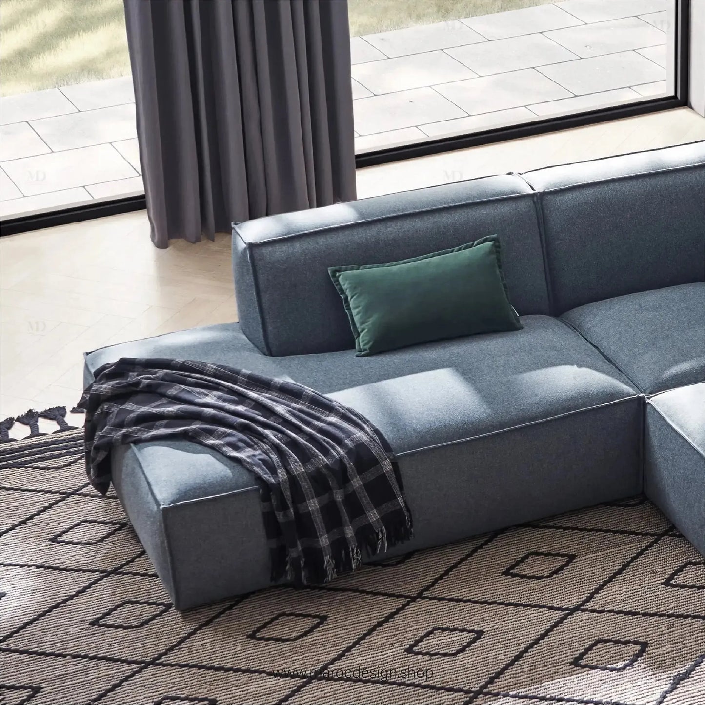 Méridienne 3 Places Droite / BOXTER, Canapé / Salon / Séjour / Espace de Réception-canapé, fauteil, Pouf, Meridienne-Maroc Design-Beige-Texture-Maroc Design