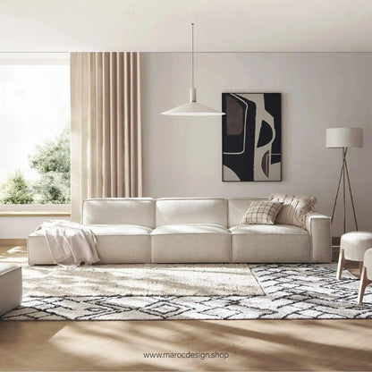 Méridienne 3 Places Droite / BOXTER, Canapé / Salon / Séjour / Espace de Réception-canapé, fauteil, Pouf, Meridienne-Maroc Design-Beige-Texture-Maroc Design