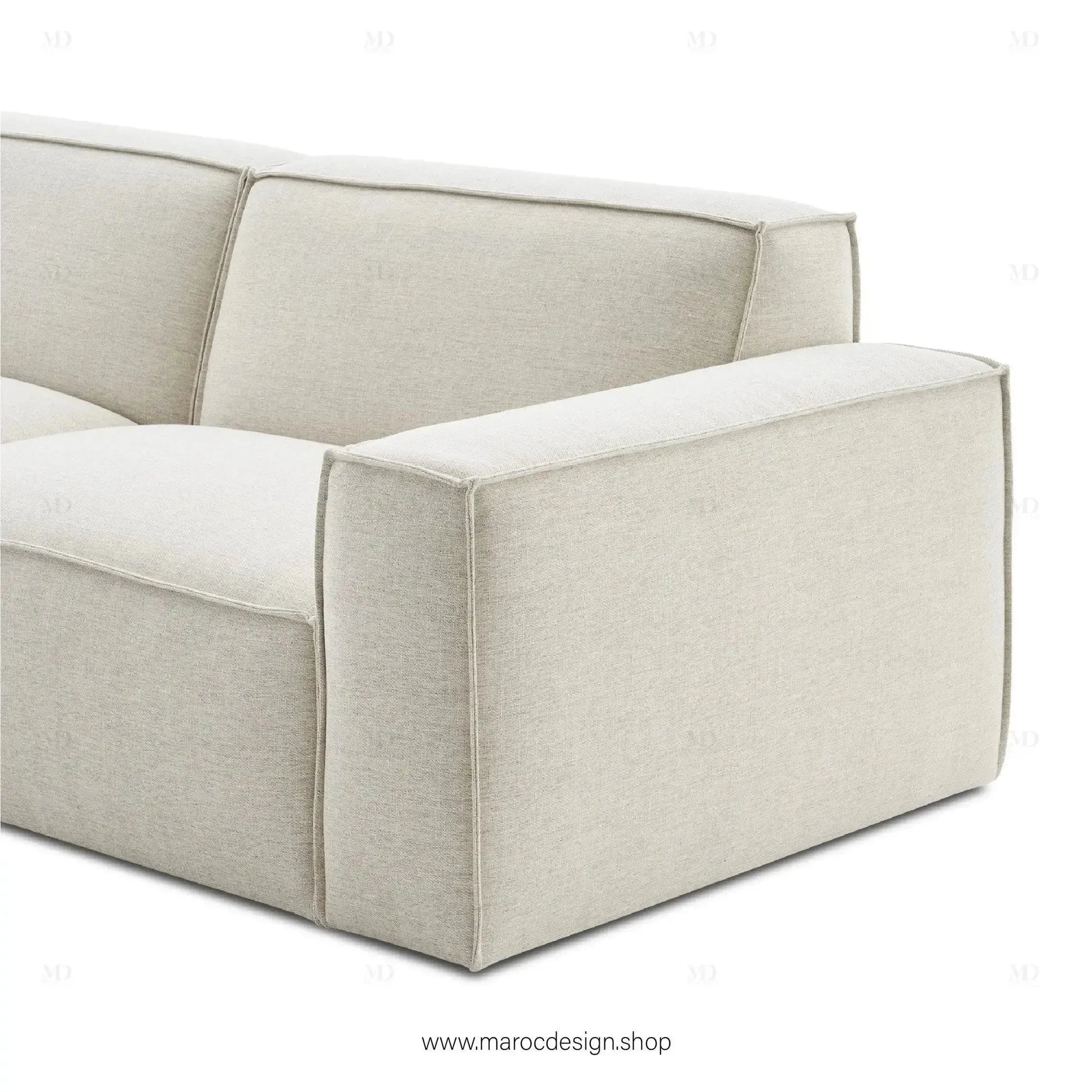 Méridienne 3 Places Droite / BOXTER, Canapé / Salon / Séjour / Espace de Réception-canapé, fauteil, Pouf, Meridienne-Maroc Design-Beige-Texture-Maroc Design