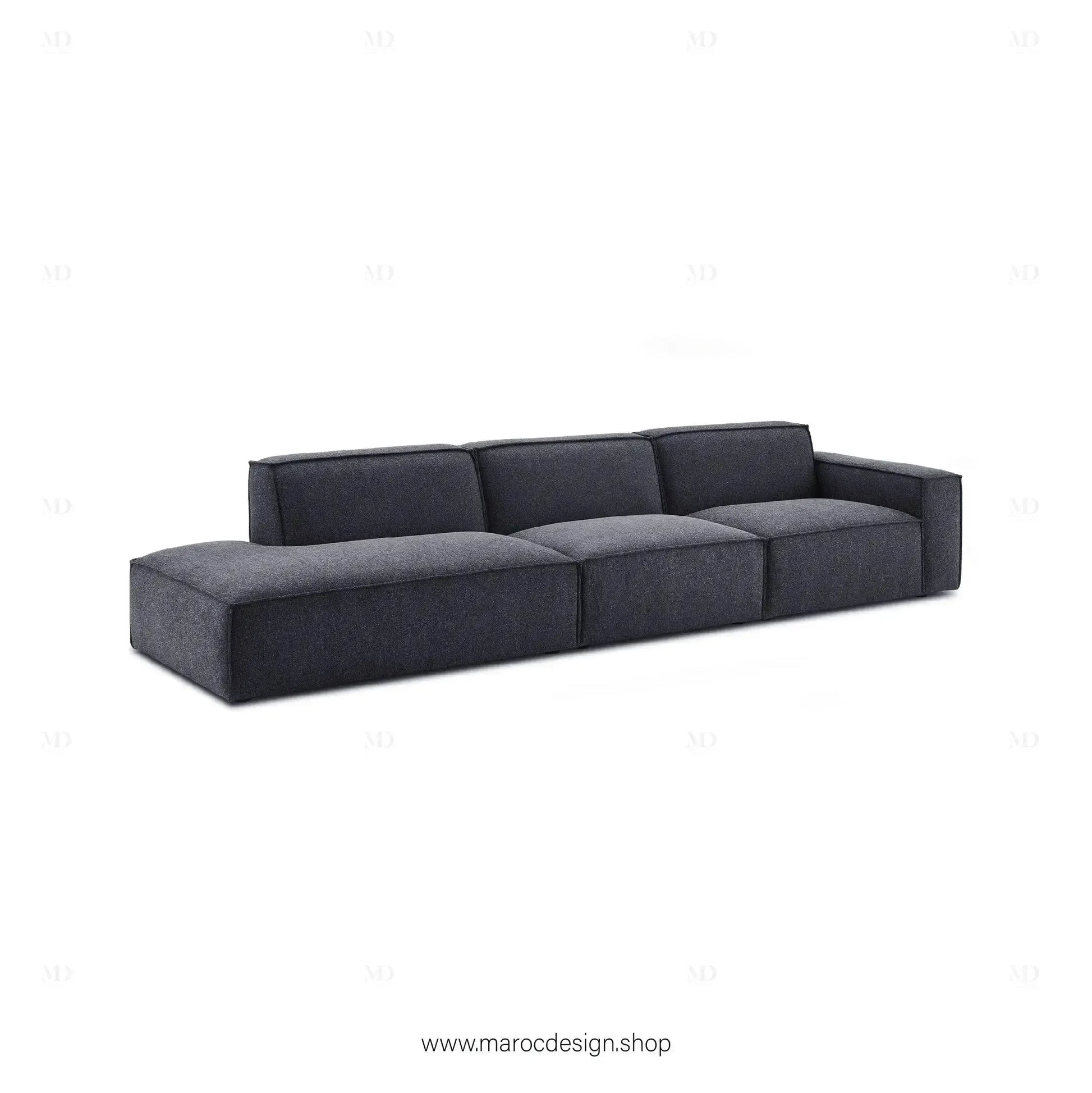 Méridienne 3 Places Droite / BOXTER, Canapé / Salon / Séjour / Espace de Réception-canapé, fauteil, Pouf, Meridienne-Maroc Design-Beige-Texture-Maroc Design