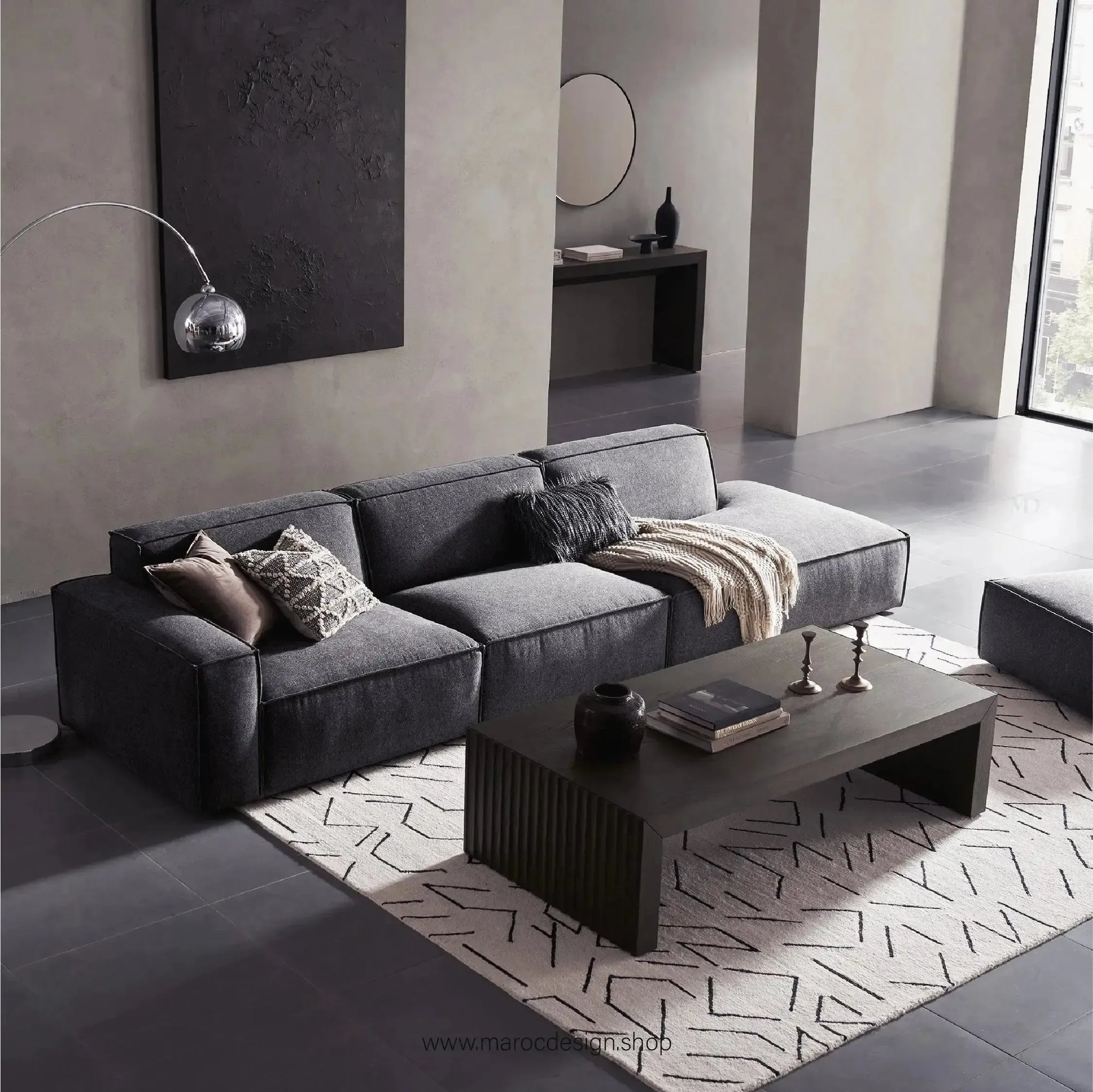 Méridienne 3 Places Gauche / BOXTER, Canapé / Salon / Séjour / Espace de Réception-canapé, fauteil, Pouf, Meridienne-Maroc Design-Beige-Maroc Design