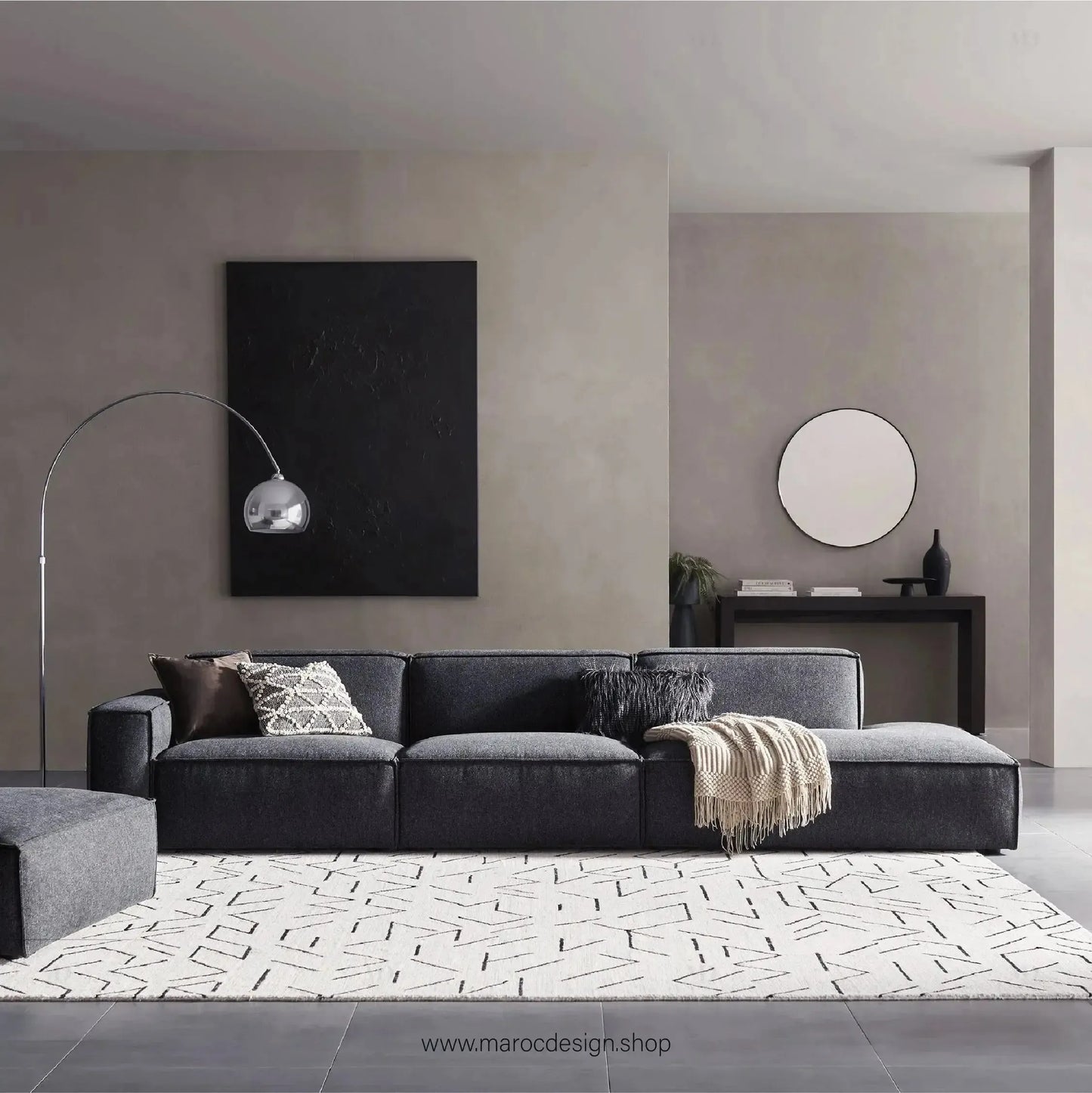 Méridienne 3 Places Gauche / BOXTER, Canapé / Salon / Séjour / Espace de Réception-canapé, fauteil, Pouf, Meridienne-Maroc Design-Beige-Maroc Design