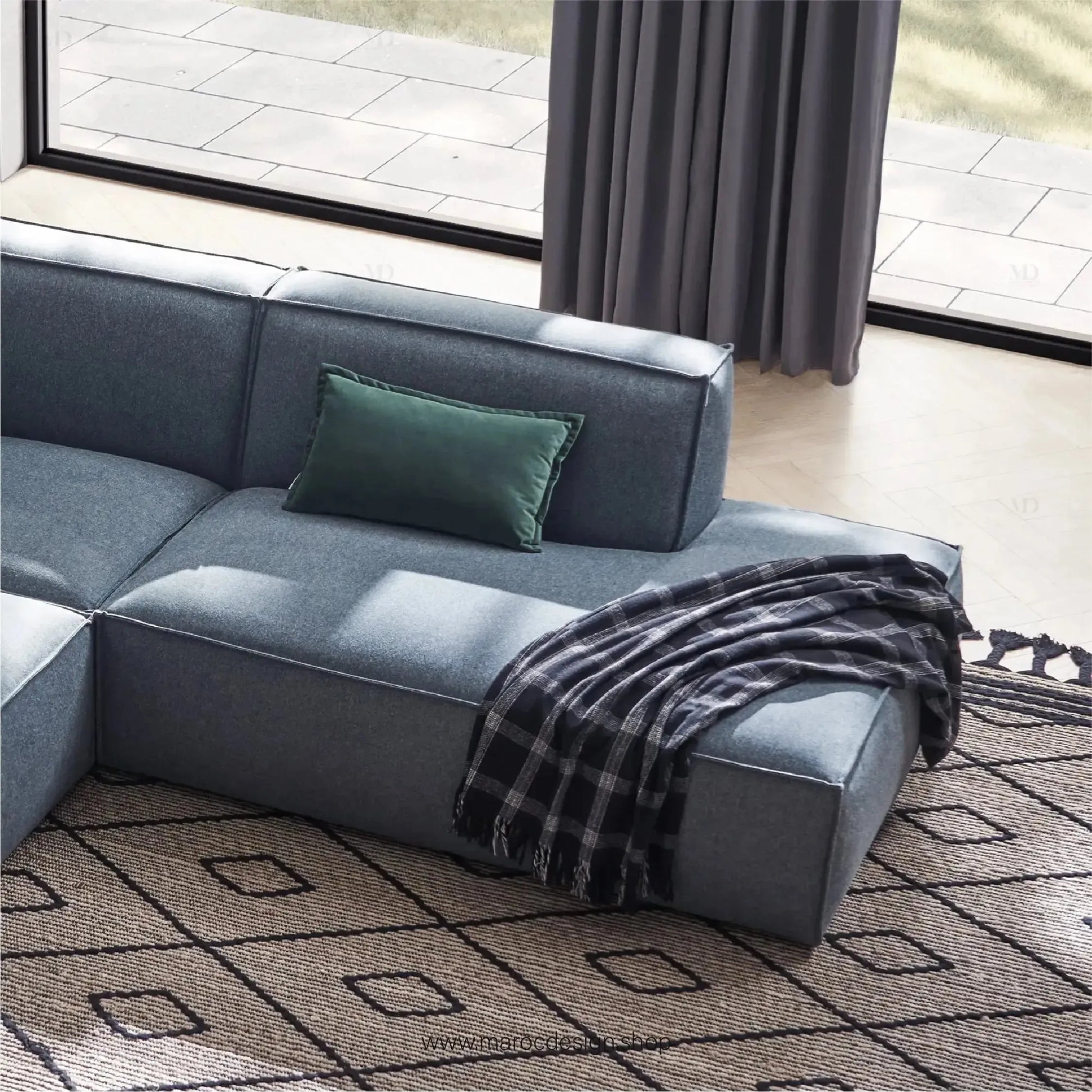 Méridienne 3 Places Gauche / BOXTER, Canapé / Salon / Séjour / Espace de Réception-canapé, fauteil, Pouf, Meridienne-Maroc Design-Beige-Maroc Design