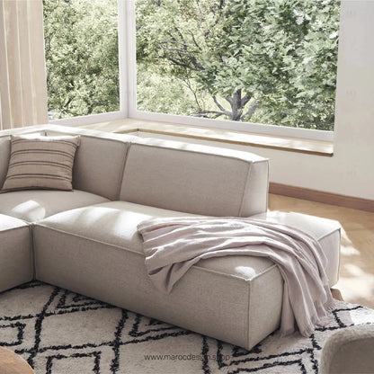 Méridienne 3 Places Gauche / BOXTER, Canapé / Salon / Séjour / Espace de Réception-canapé, fauteil, Pouf, Meridienne-Maroc Design-Beige-Maroc Design