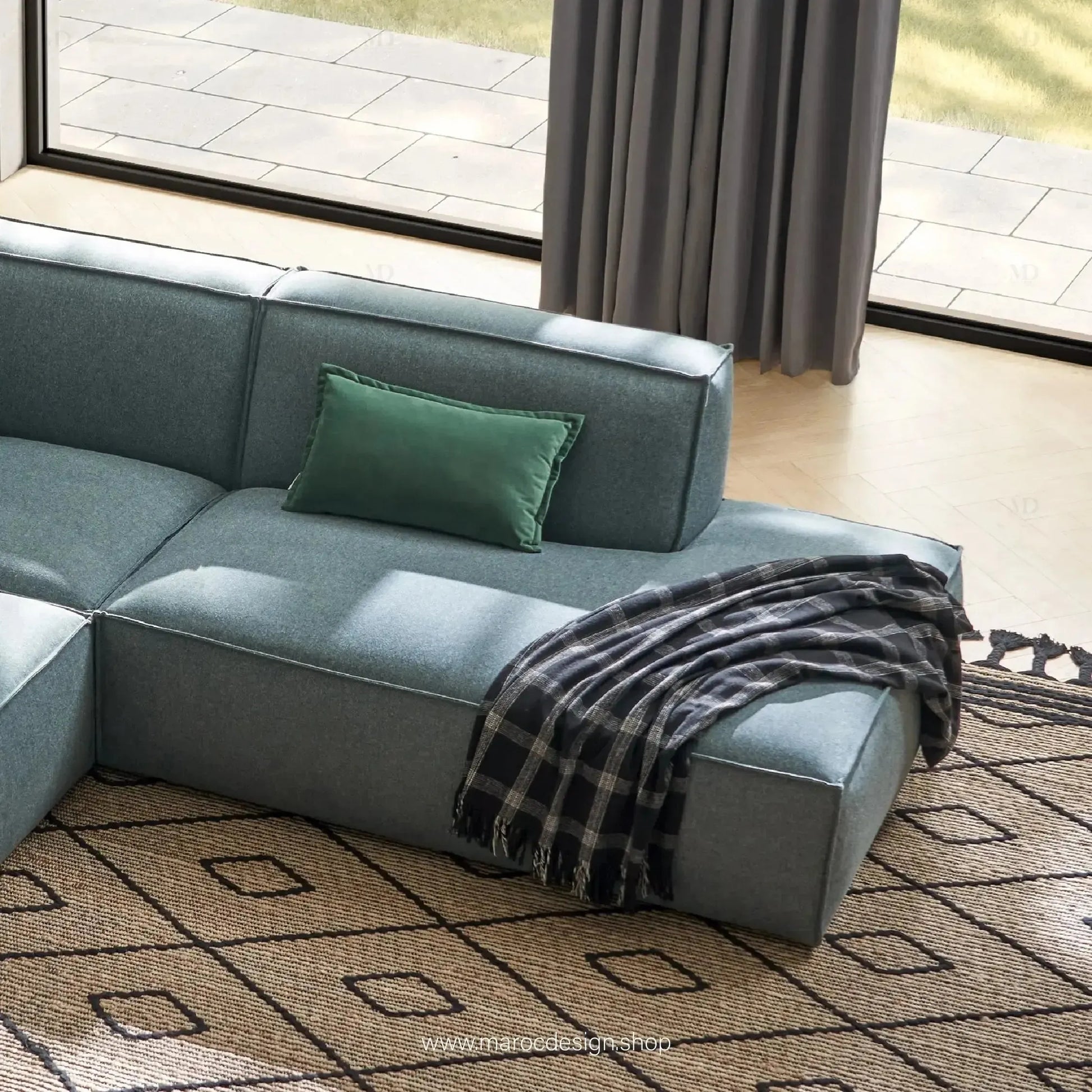 Méridienne Gauche / BOXTER / Confort Élégant et Design Moderne-canapé, fauteil, Pouf, Meridienne, Modilable,-Maroc Design-Noir-Maroc Design
