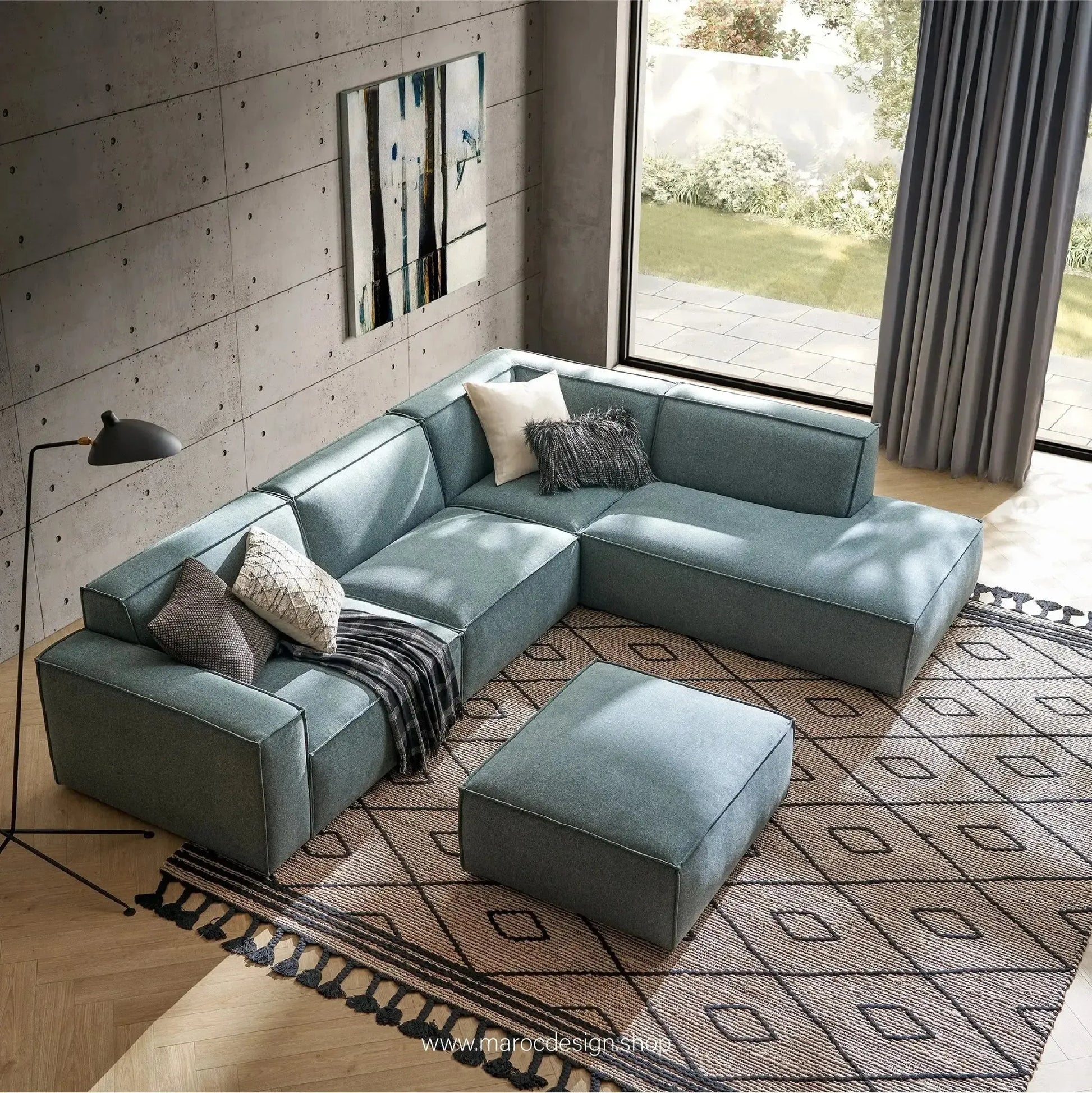 Méridienne Gauche / BOXTER / Confort Élégant et Design Moderne-canapé, fauteil, Pouf, Meridienne, Modilable,-Maroc Design-Noir-Maroc Design