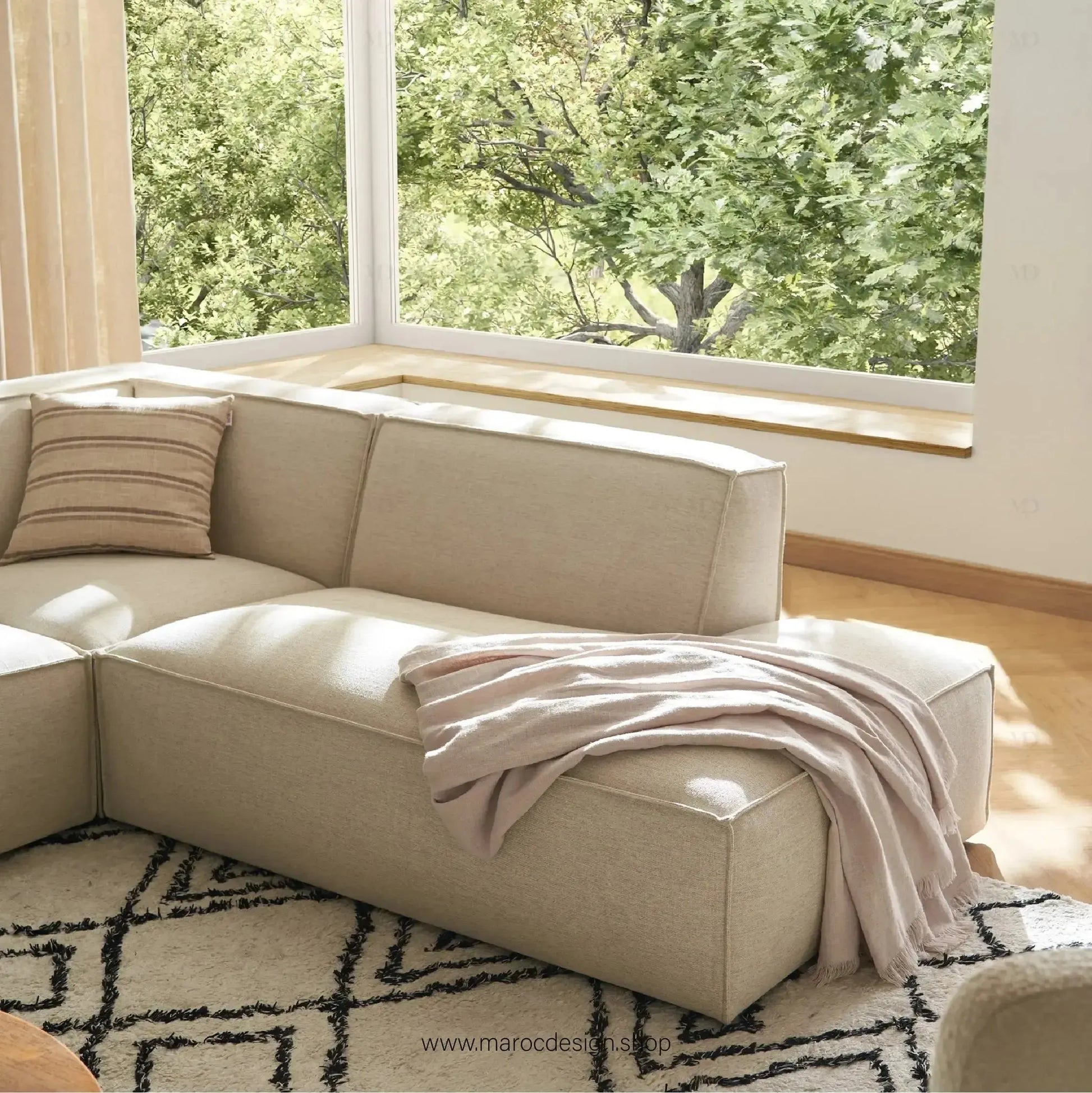Méridienne Gauche / BOXTER / Confort Élégant et Design Moderne-canapé, fauteil, Pouf, Meridienne, Modilable,-Maroc Design-Noir-Maroc Design