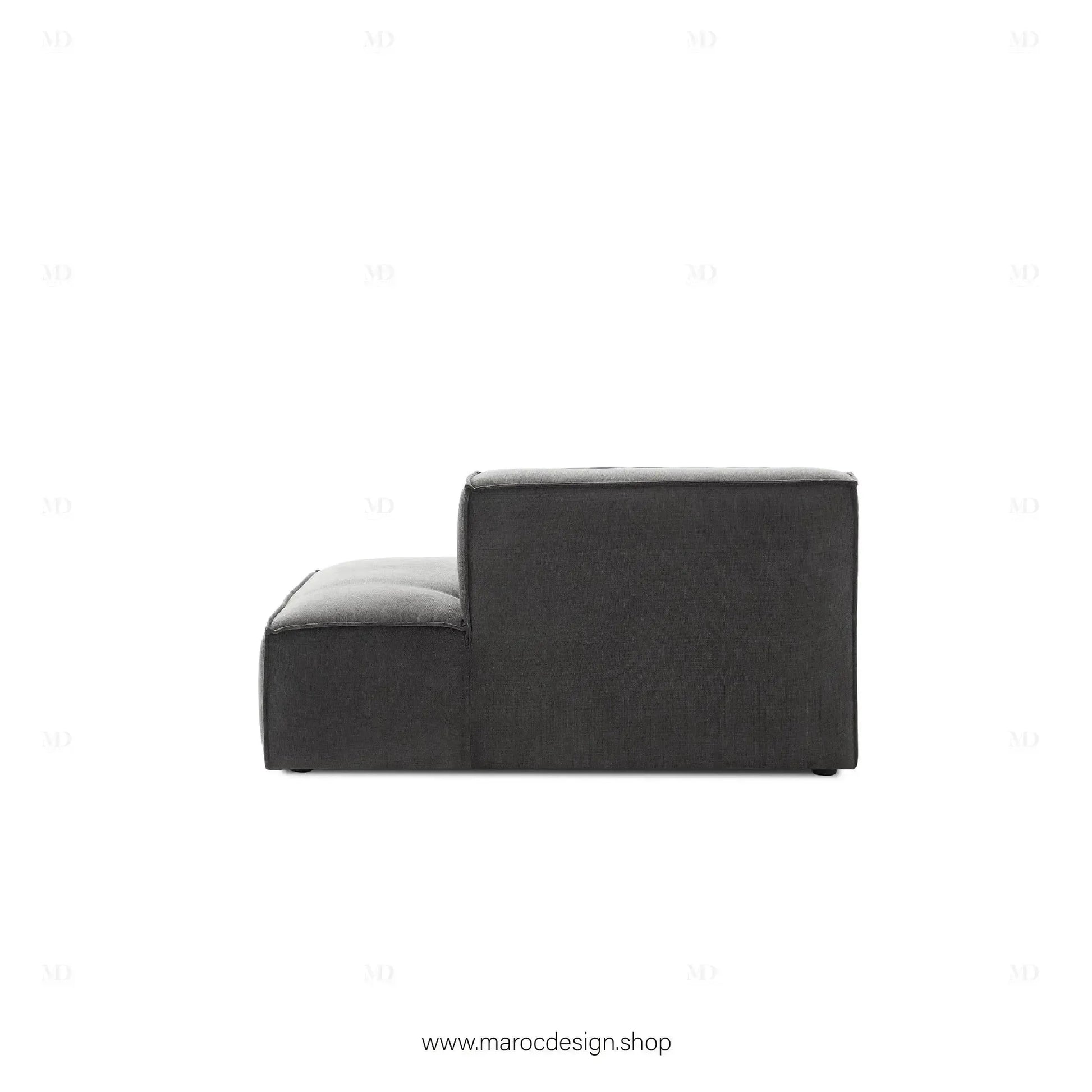 Méridienne Gauche / BOXTER / Confort Élégant et Design Moderne-canapé, fauteil, Pouf, Meridienne, Modilable,-Maroc Design-Noir-Maroc Design