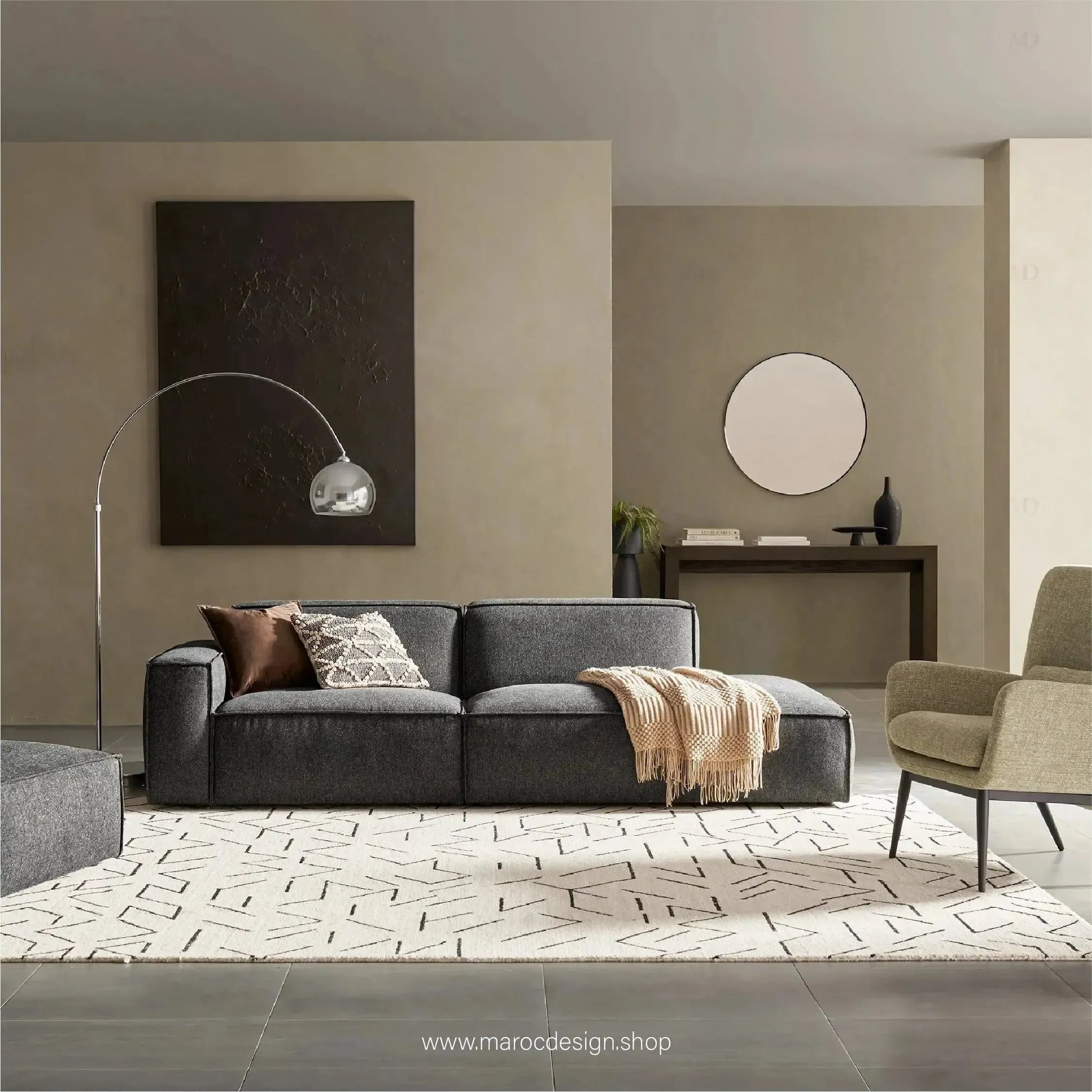 Méridienne Gauche / BOXTER / Confort Élégant et Design Moderne-canapé, fauteil, Pouf, Meridienne, Modilable,-Maroc Design-Noir-Maroc Design