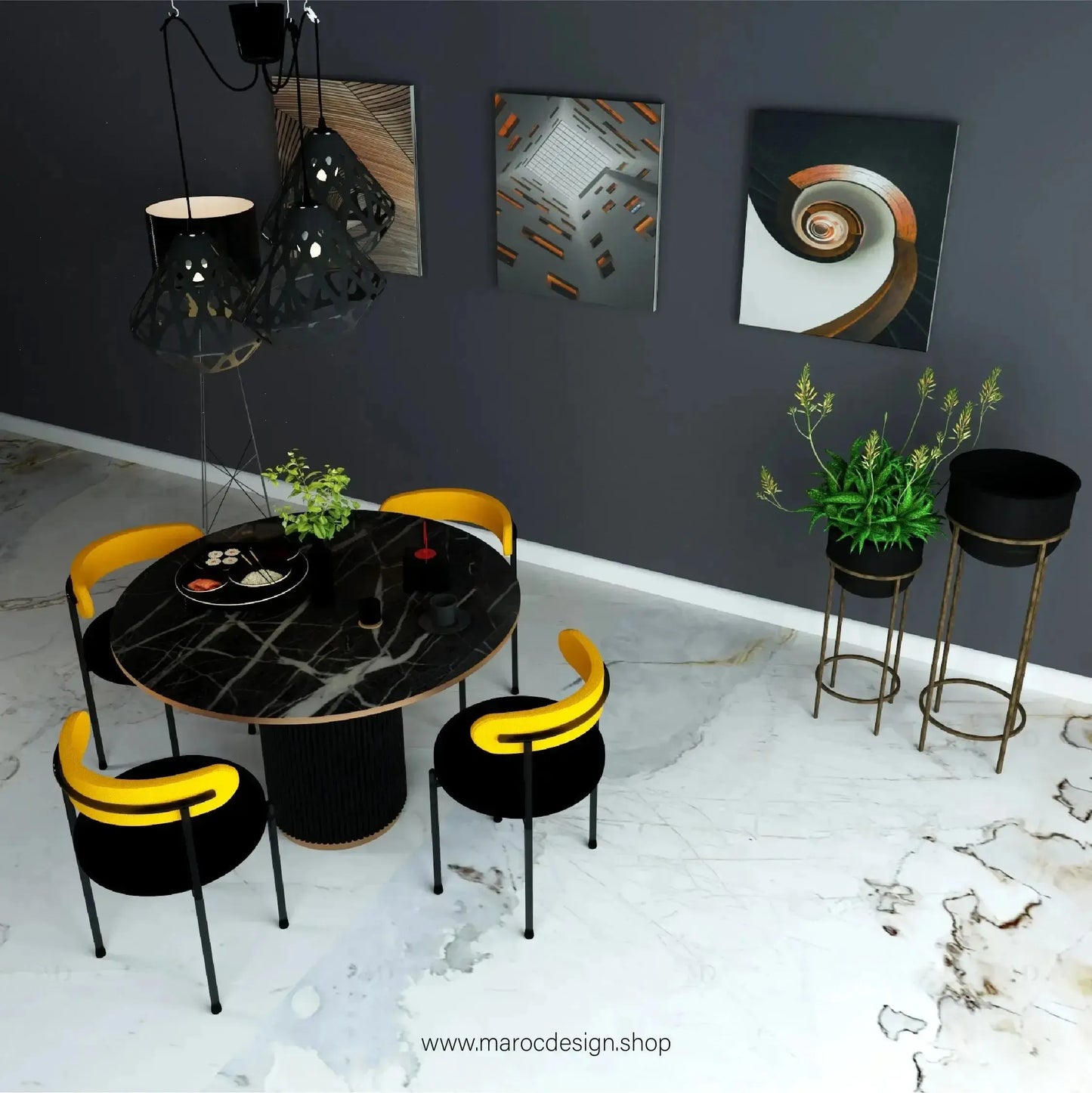 PRESTY / Table à Manger Ronde / Collection Pilar / Élégance et Confort-Table à Manger-Maroc Design-80cm-Maroc Design