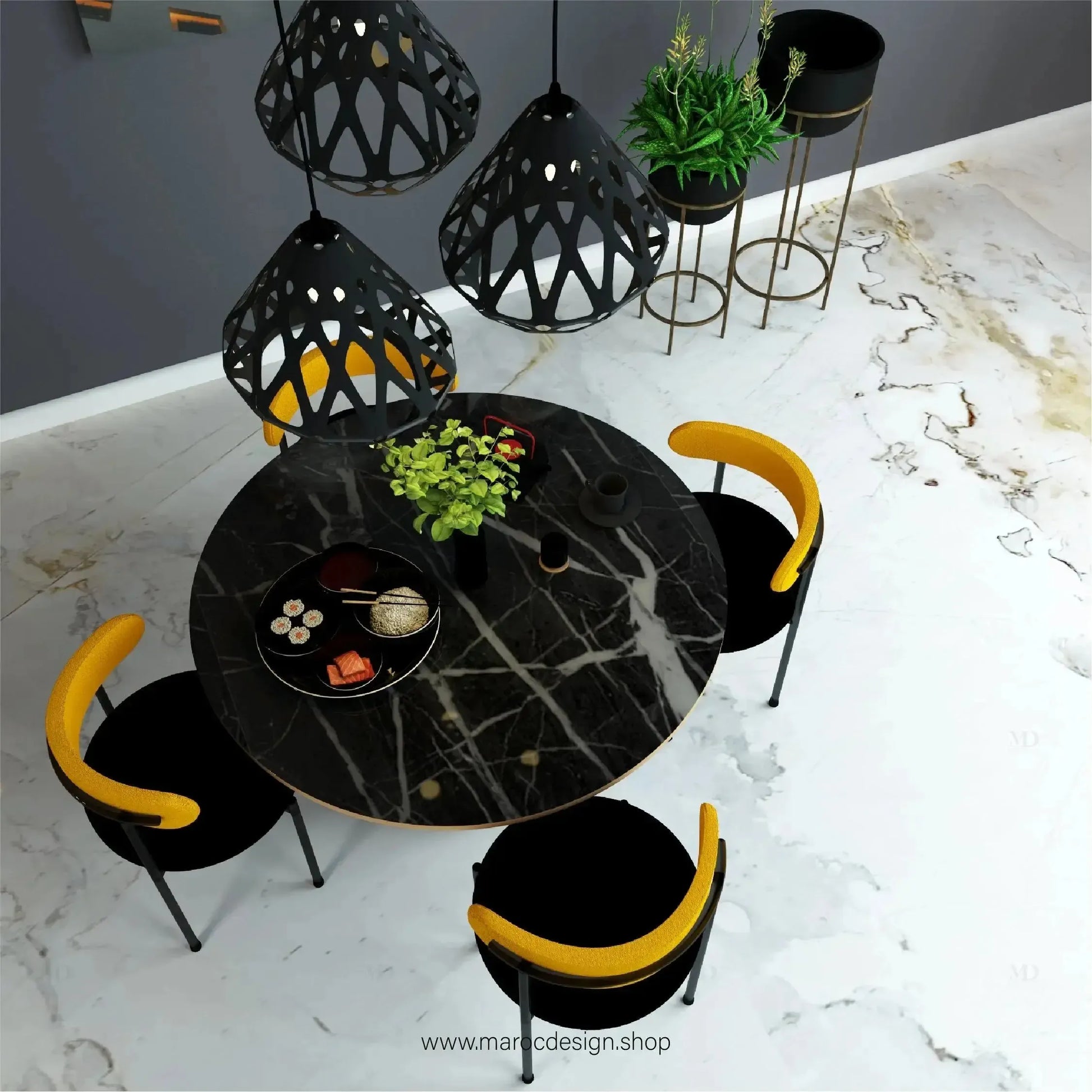 PRESTY / Table à Manger Ronde / Collection Pilar / Élégance et Confort-Table à Manger-Maroc Design-80cm-Maroc Design