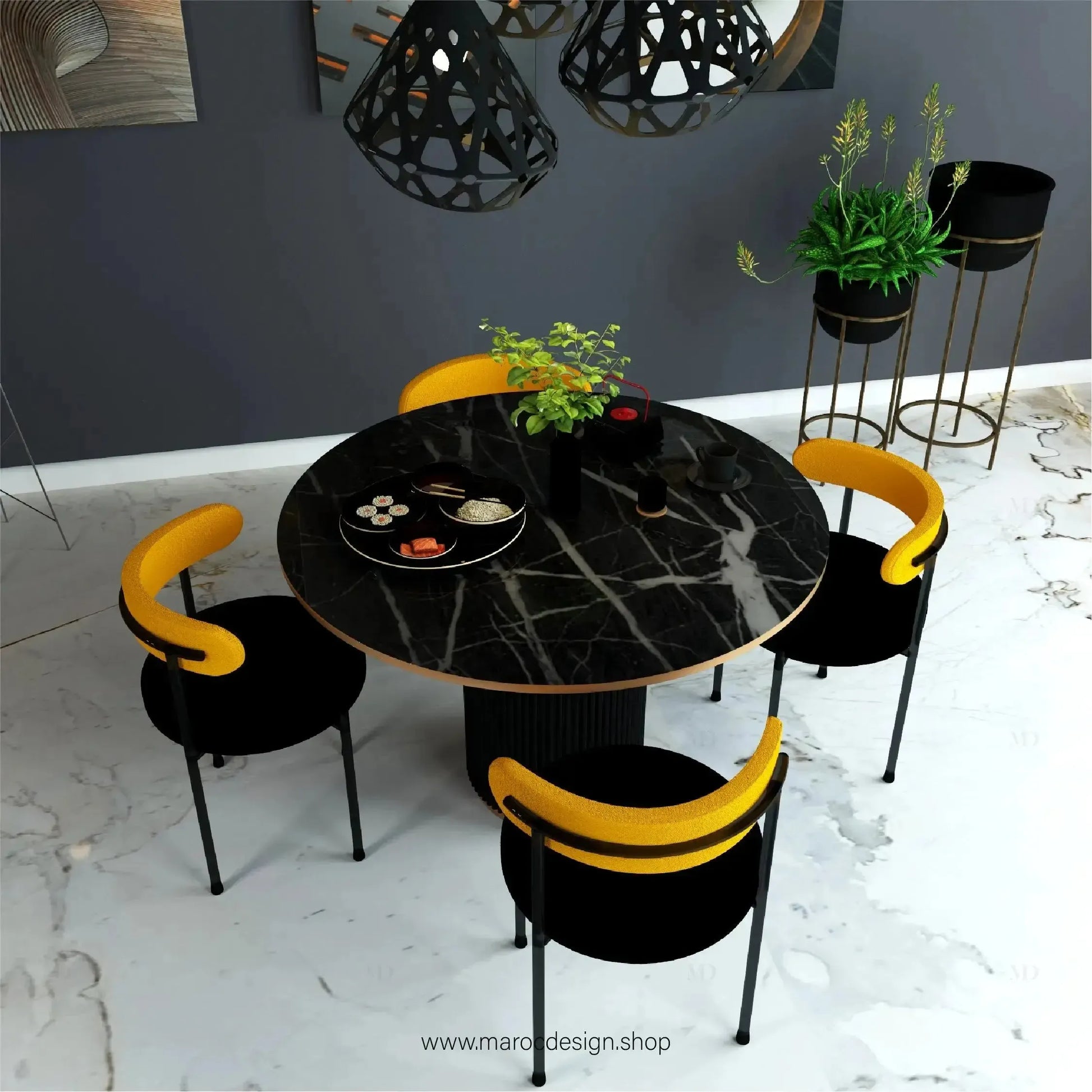 PRESTY / Table à Manger Ronde / Collection Pilar / Élégance et Confort-Table à Manger-Maroc Design-80cm-Maroc Design