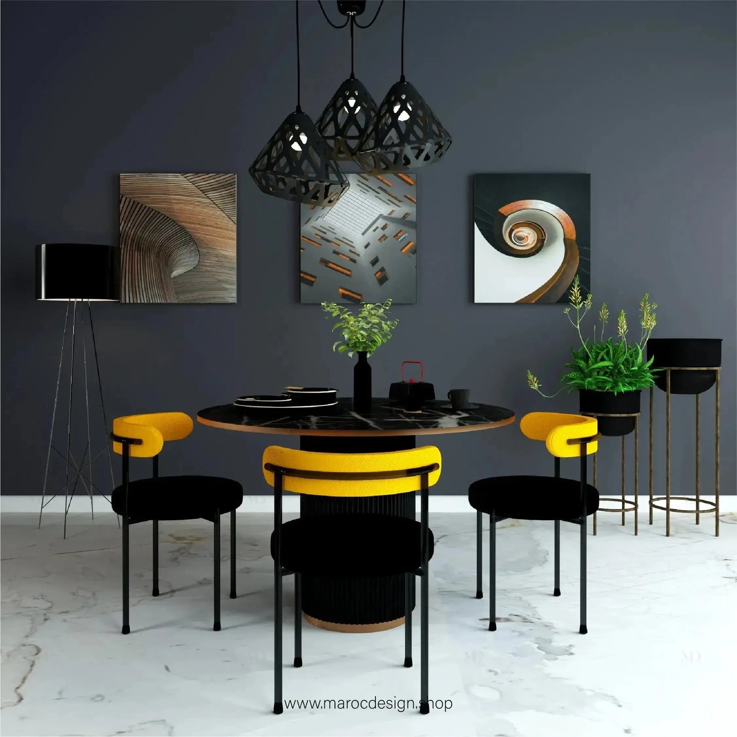 PRESTY / Table à Manger Ronde / Collection Pilar / Élégance et Confort-Table à Manger-Maroc Design-80cm-Maroc Design