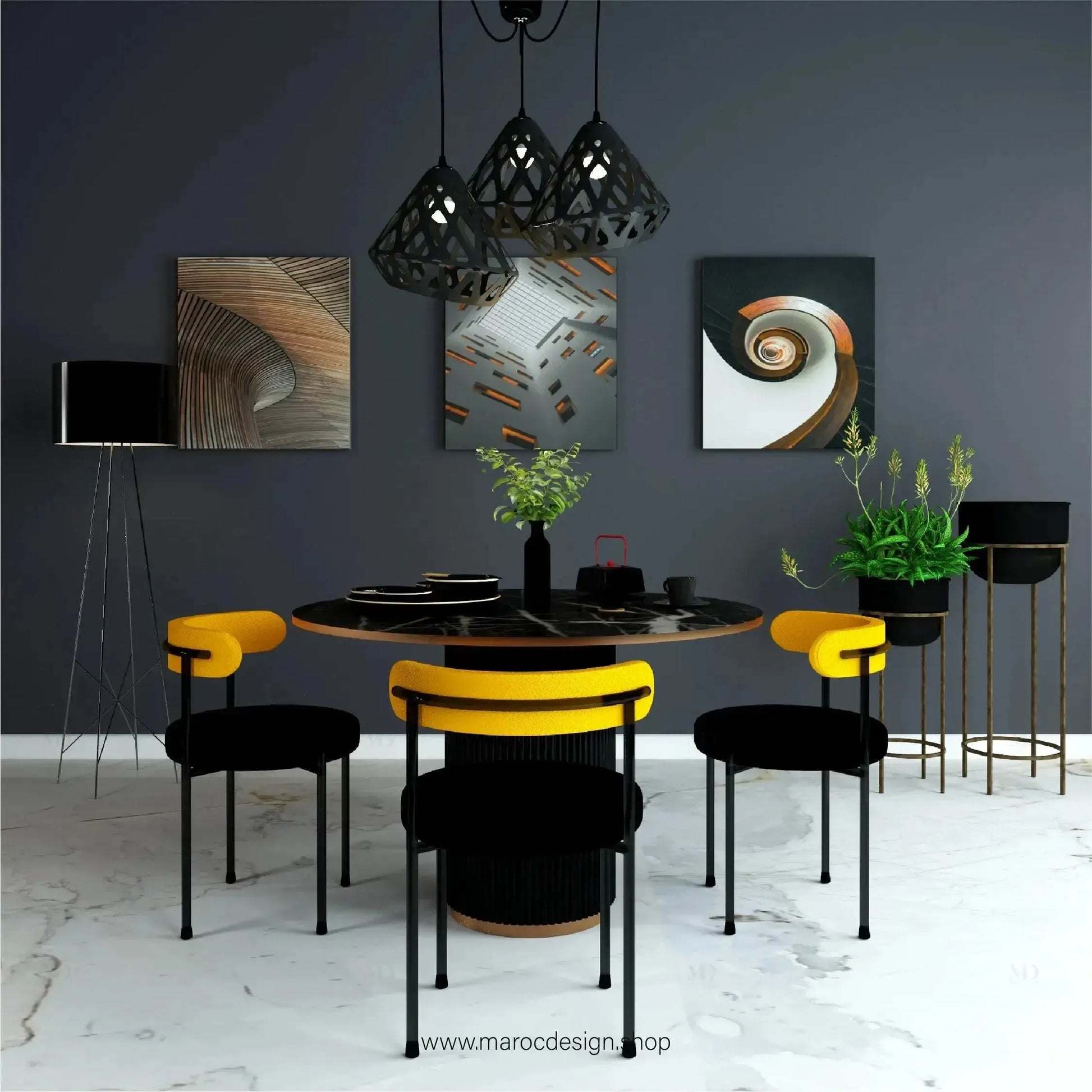 PRESTY / Table à Manger Ronde / Collection Pilar / Élégance et Confort-Table à Manger-Maroc Design-80cm-Maroc Design