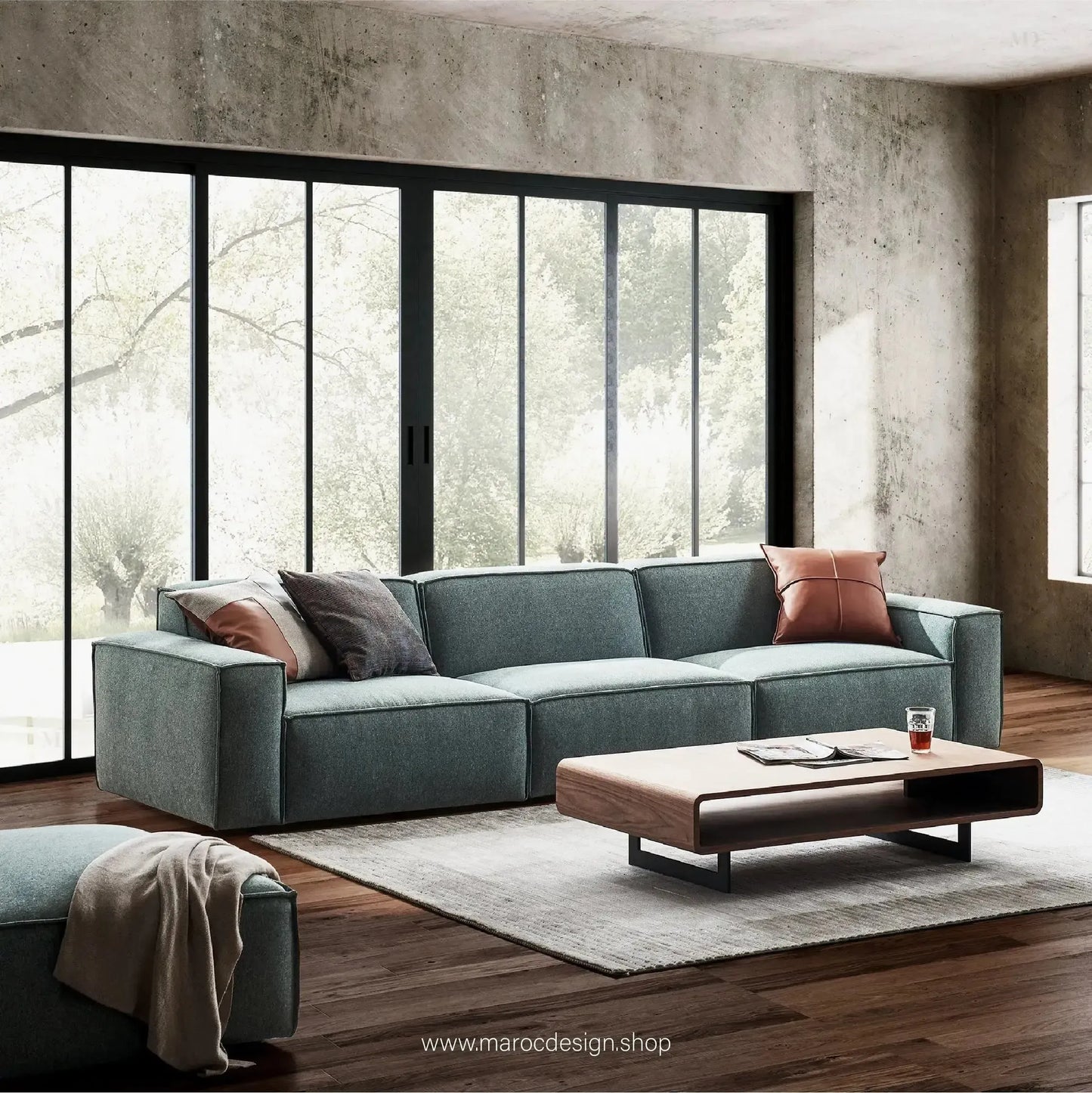 R / Canapé 3 Places BOXTER - Élégance Moderne et Confort Spacieux-canapé, fauteil, cahise-Maroc Design-Velour-Maroc Design