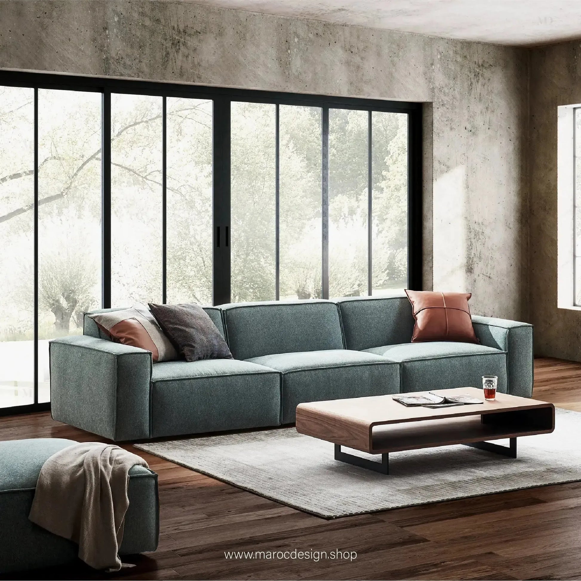 R / Canapé 3 Places BOXTER - Élégance Moderne et Confort Spacieux-canapé, fauteil, cahise-Maroc Design-Velour-Maroc Design