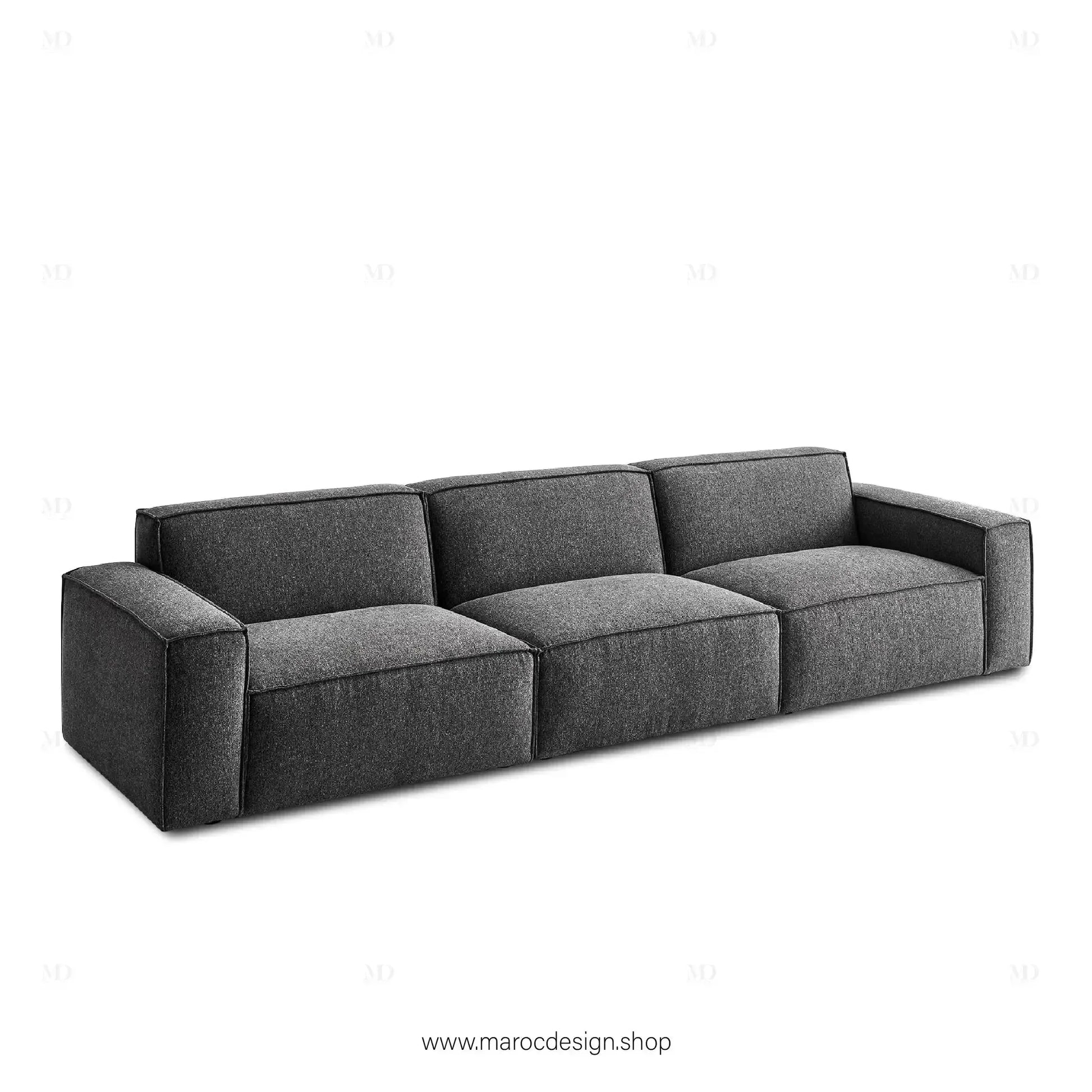 R / Canapé 3 Places BOXTER - Élégance Moderne et Confort Spacieux-canapé, fauteil, cahise-Maroc Design-Velour-Maroc Design