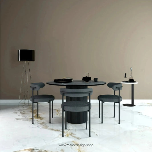 SHADOW / Table à Manger Ronde / Élégance Moderne / Pilar Collection-Maroc Design-80cm-Maroc Design