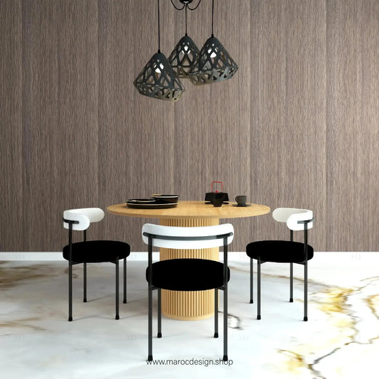 SIERRA / Table à Manger en Bois Clair avec les Chaises PANDA / Élégance Naturelle / Pilar Collection-Table à Manger-Maroc Design-80cm-Maroc Design