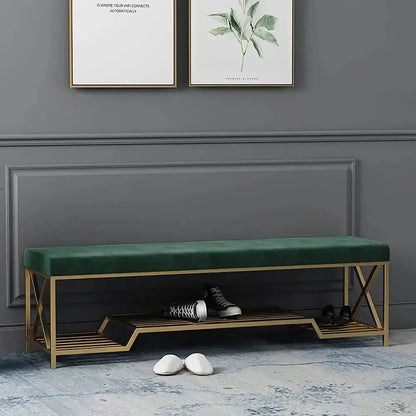 SOBRE – Banc Moderne en Velours avec Étagère, Élégance et Fonctionnalité pour Votre Intérieur / Maroc Design-Maroc Design-ROSE-Maroc Design