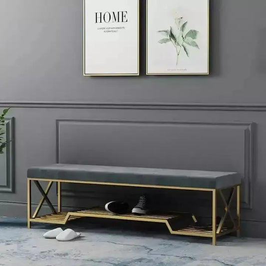 SOBRE – Banc Moderne en Velours avec Étagère, Élégance et Fonctionnalité pour Votre Intérieur / Maroc Design-Maroc Design-ROSE-Maroc Design